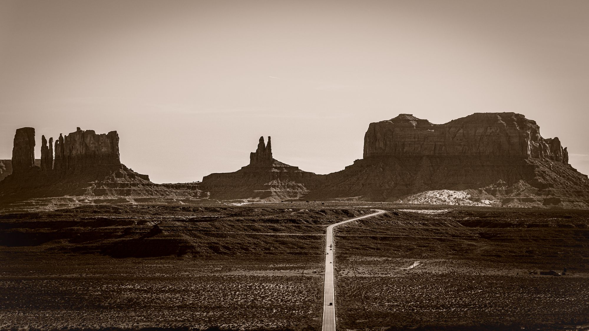Monument Valley, located in Utah near the Arizona border, is featured in many western movies.